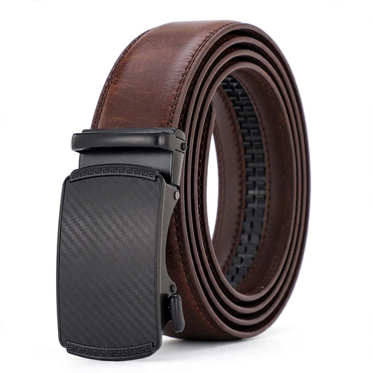 Automatic Ratchet Belt for Men - No Hole Leather Belt with Auto Lock Buckle