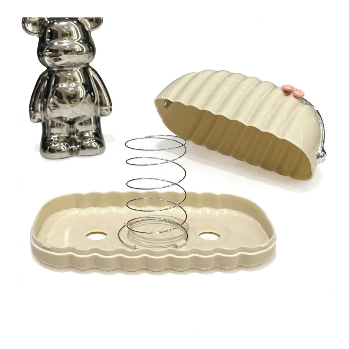 Shell Wave Tissue Box – Luxury Bow Design with Spring Lift
