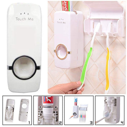 Automatic Toothpaste Dispenser with Toothbrush Holder - Wall Mounted