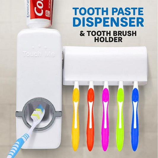 Automatic Toothpaste Dispenser with Toothbrush Holder - Wall Mounted