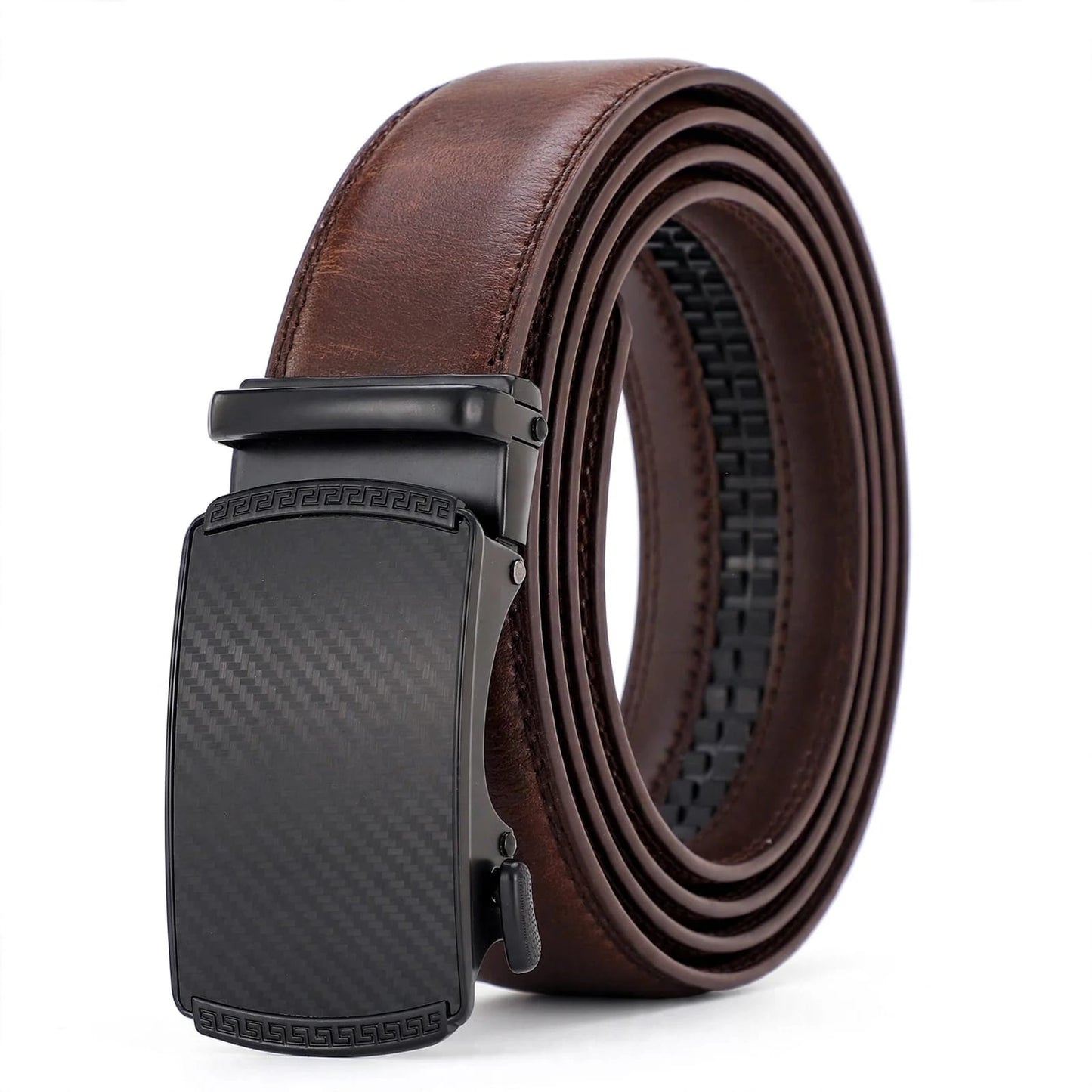 Automatic Ratchet Belt for Men - No Hole Leather Belt with Auto Lock Buckle