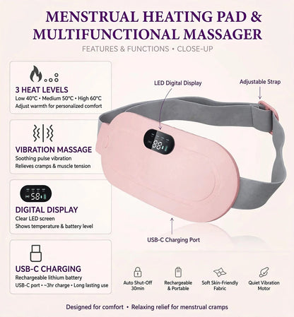 Period Cramp Relief Heating Belt - Instant Pain Relief Massager