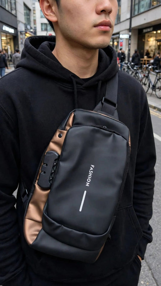 Anti-Theft Crossbody Sling Bag With Usb Port + Code Lock - FASHION