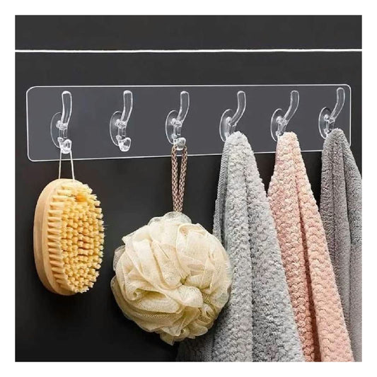 Transparent Sticky Wall Hooks - Waterproof - Pack of 2