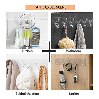 Transparent Sticky Wall Hooks - Waterproof - Pack of 2