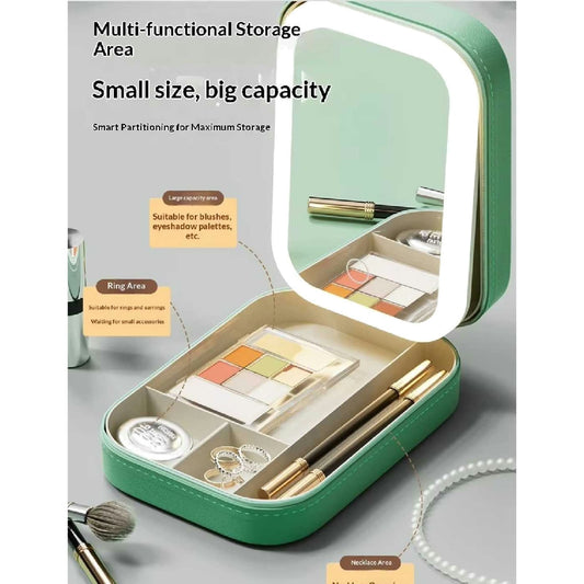 Makeup Train Case with LED Mirror - Travel Cosmetic Bag
