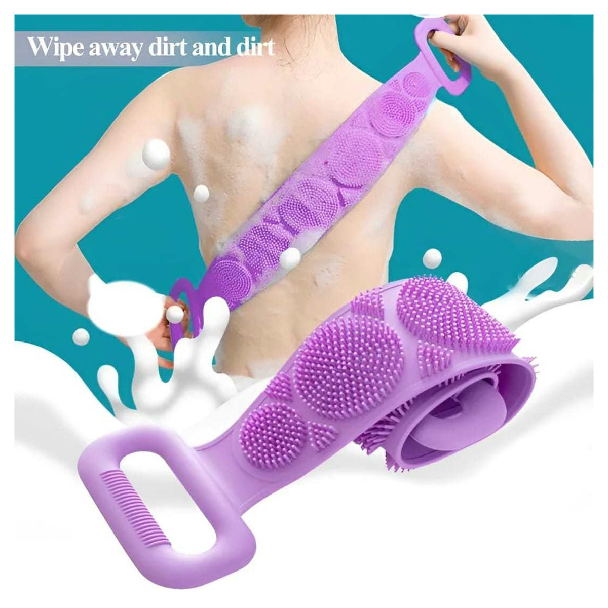 2-in-1 Silicone Bath Scrubber Set - Brush + Back Belt