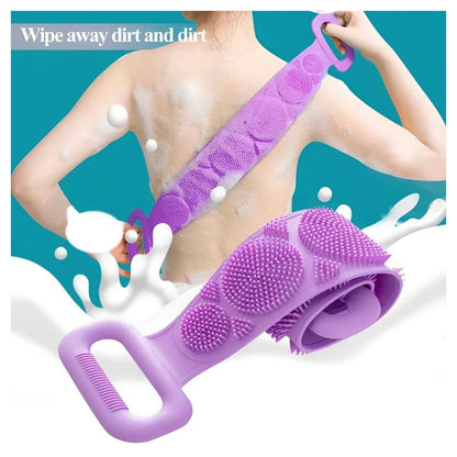 2-in-1 Silicone Bath Scrubber Set - Brush + Back Belt