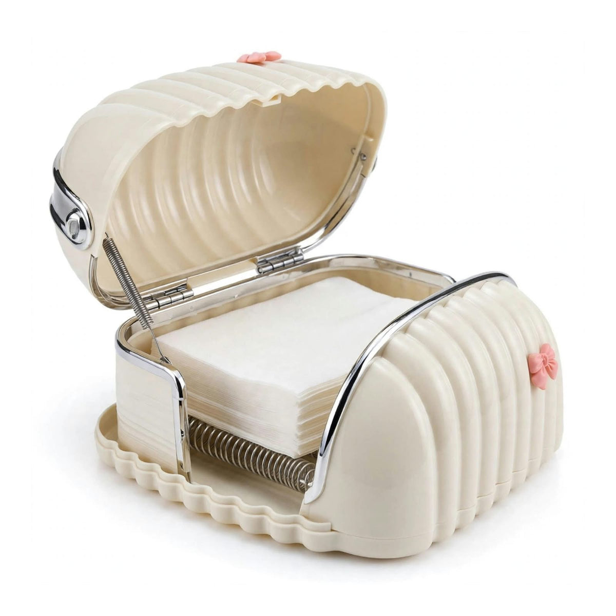 Shell Wave Tissue Box – Luxury Bow Design with Spring Lift