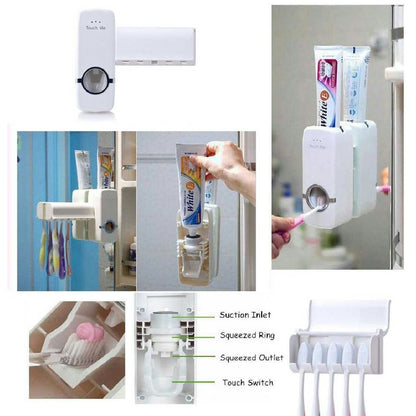 Automatic Toothpaste Dispenser with Toothbrush Holder - Wall Mounted